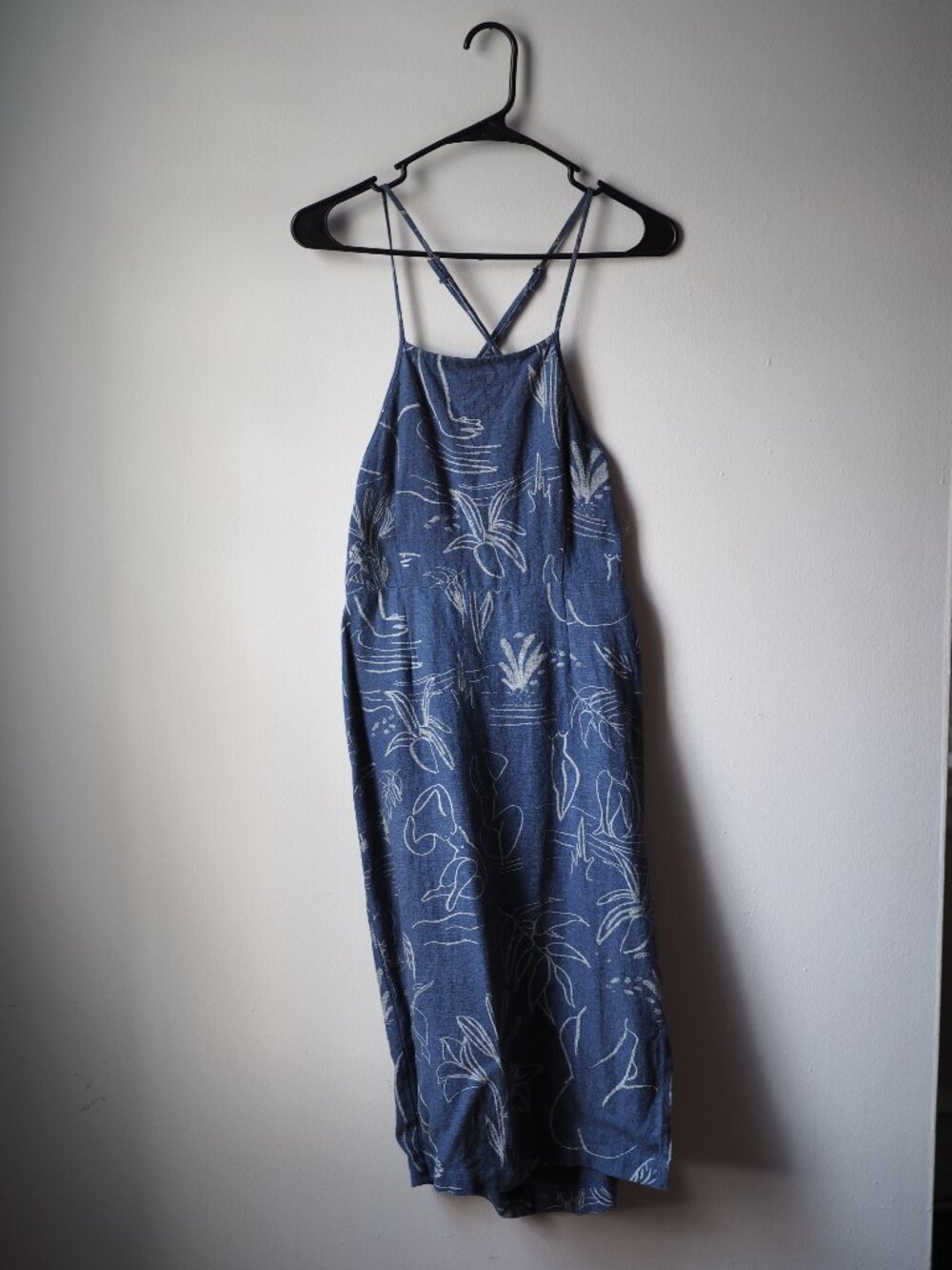 Paloma Wool Blue Linen Cross-Strap Halter Dress